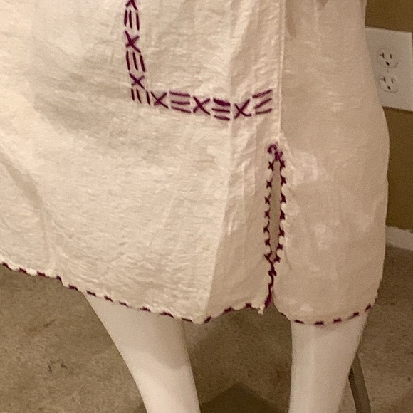 Mexican Embroidered Floral White Dress Unsized Fits XS Petite - Picture 7 of 14